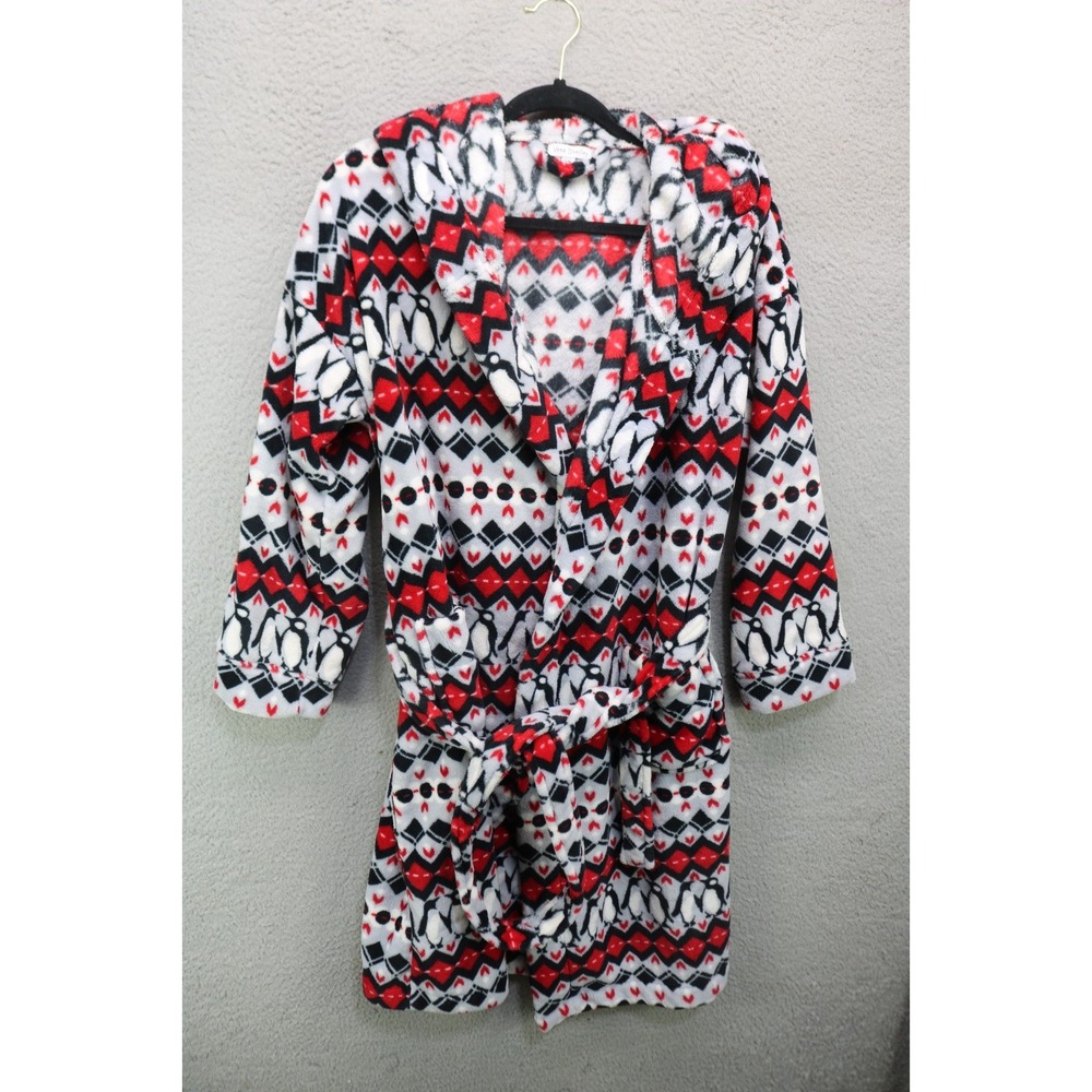Vera Bradley Hooded Belted Robe-Pockets-Heavy Fleece-S/M-Penquins-Soft